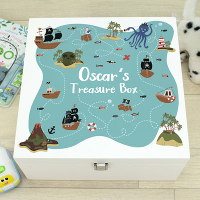 Personalised Treasure Map Baby Children's Wooden Memory Keepsake Toy Box-Love Lumi Ltd