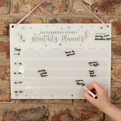 A3 Wipe Clean Acrylic Monthly Family Wall Planner with Pen-Love Lumi Ltd