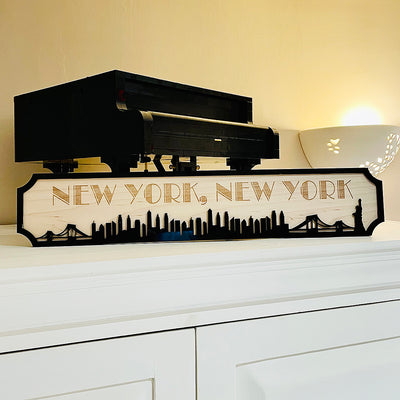 3D City Skyline Silhouette Wood & Acrylic Street Sign-Love Lumi Ltd