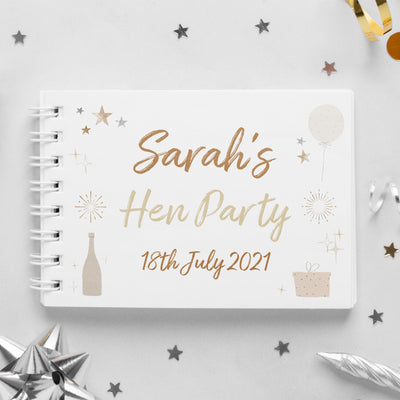 Personalised Hen Party Champagne Theme Guest Book Scrapbook-Love Lumi Ltd