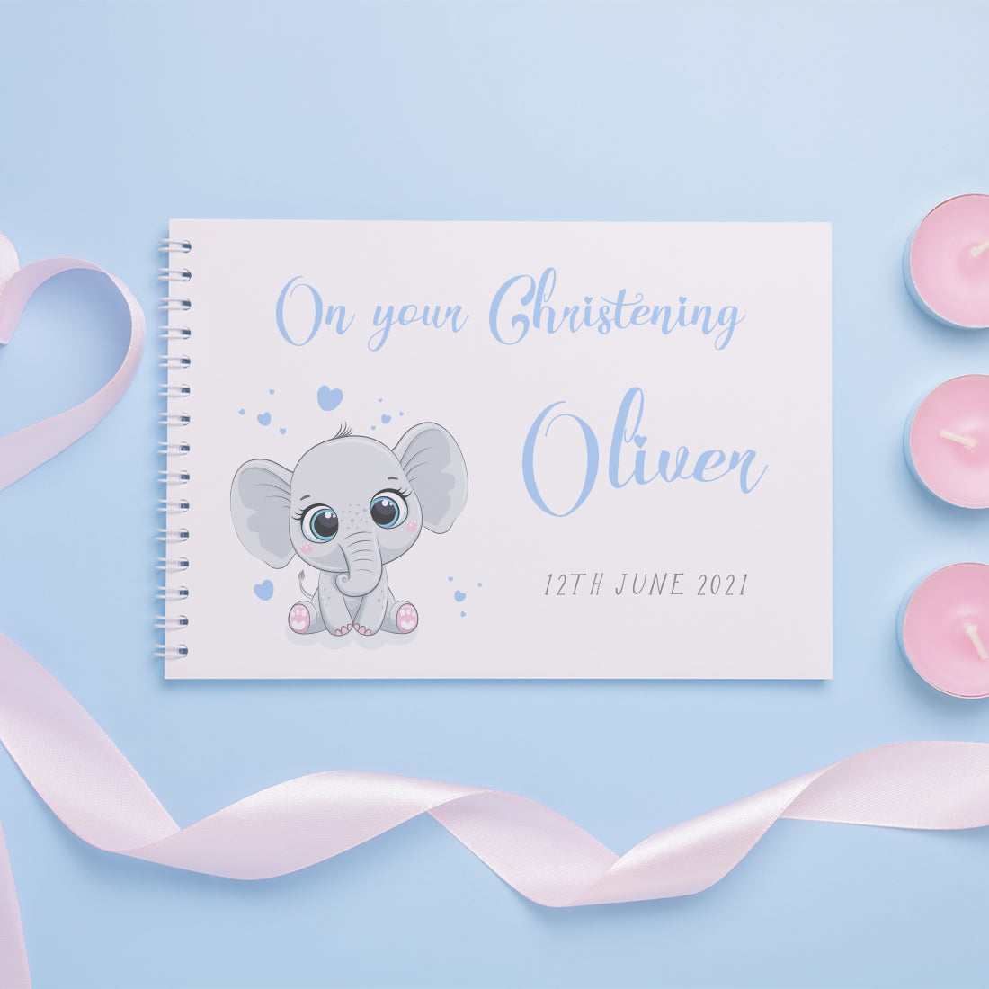Cute Elephant Christening Guest Book Scrapbook-Love Lumi Ltd