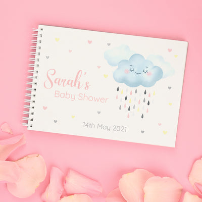 Personalised Watercolour Cloud Baby Shower Guest Book Scrapbook-Love Lumi Ltd