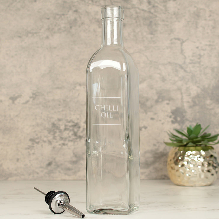 Personalised Engraved Contemporary Divide Glass Olive Oil or Vinegar Bottle with Pourer-Love Lumi Ltd