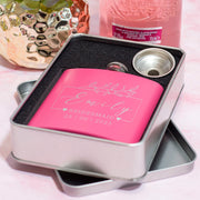 Pink Botanical Wedding Bridal Party Gift Hip Flask-Love Lumi Ltd