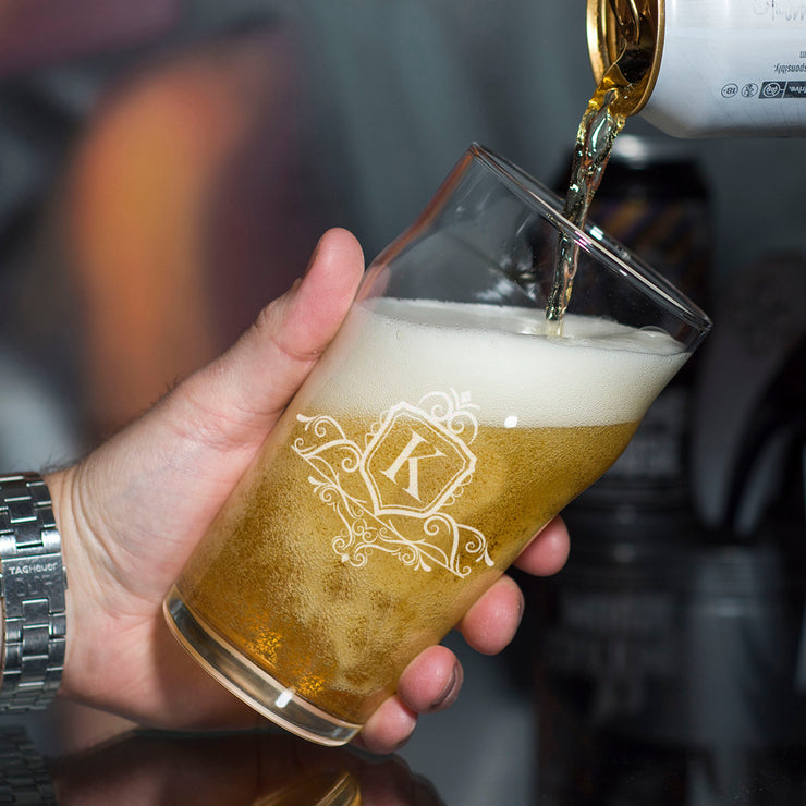 Personalised Initial Emblem 570ml Beer Pint Glass-Love Lumi Ltd