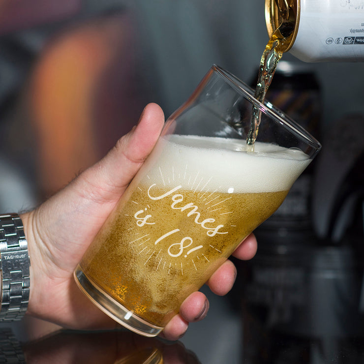 Personalised Starburst Birthday 570ml Beer Pint Glass-Love Lumi Ltd