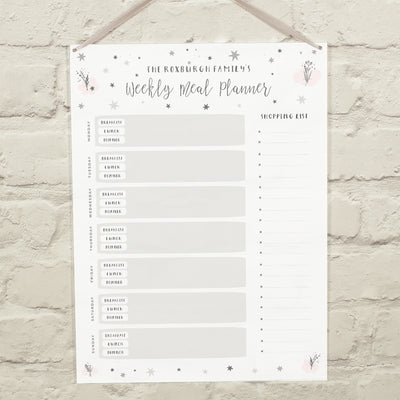 Personalised Stars A3 Wipe Clean Acrylic Weekly Family Meal Planner with Pen-Love Lumi Ltd