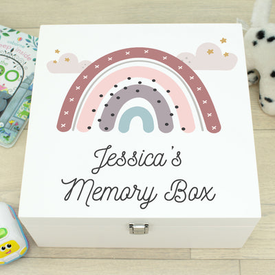 Personalised Pastel Rainbow Children's Wooden Memory Keepsake Box-Love Lumi Ltd