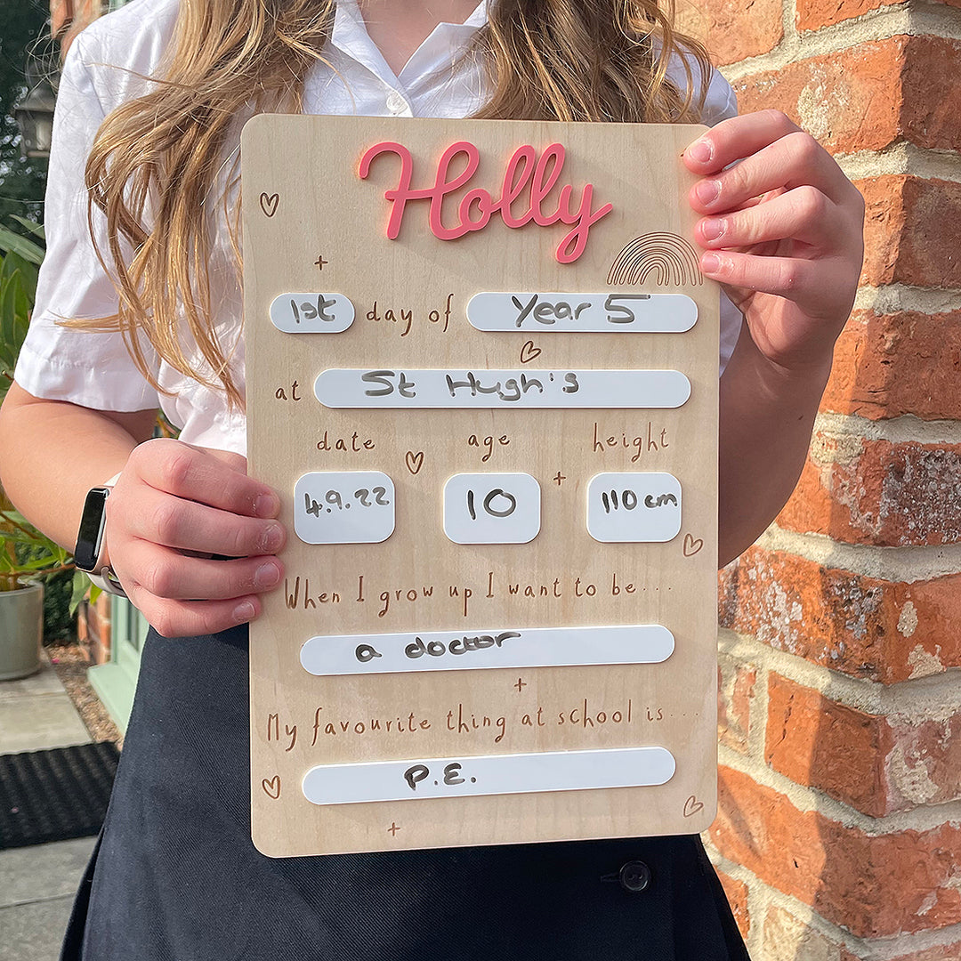 Acrylic Name Back To School / Last Day Of School Photo Sign-Love Lumi Ltd