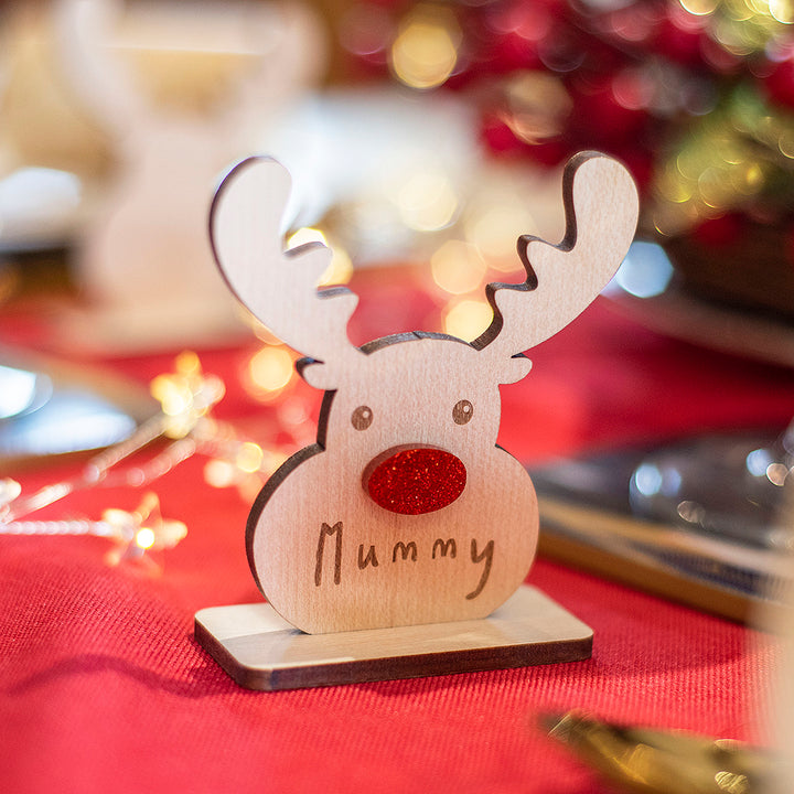 Freestanding Reindeer Rudolph Christmas Table Place Settings-Love Lumi Ltd