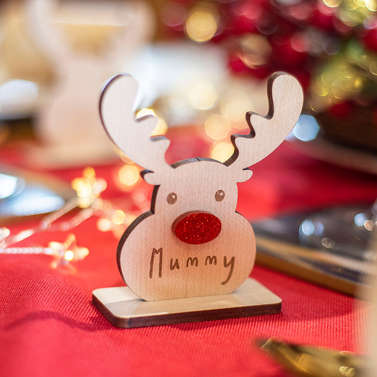Personalised Freestanding Reindeer Rudolph Christmas Table Place Settings-Love Lumi Ltd