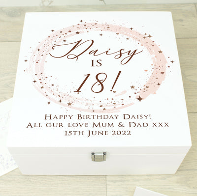 Personalised Rose Gold Sparkly Circle Birthday Wooden Gift Box-Love Lumi Ltd