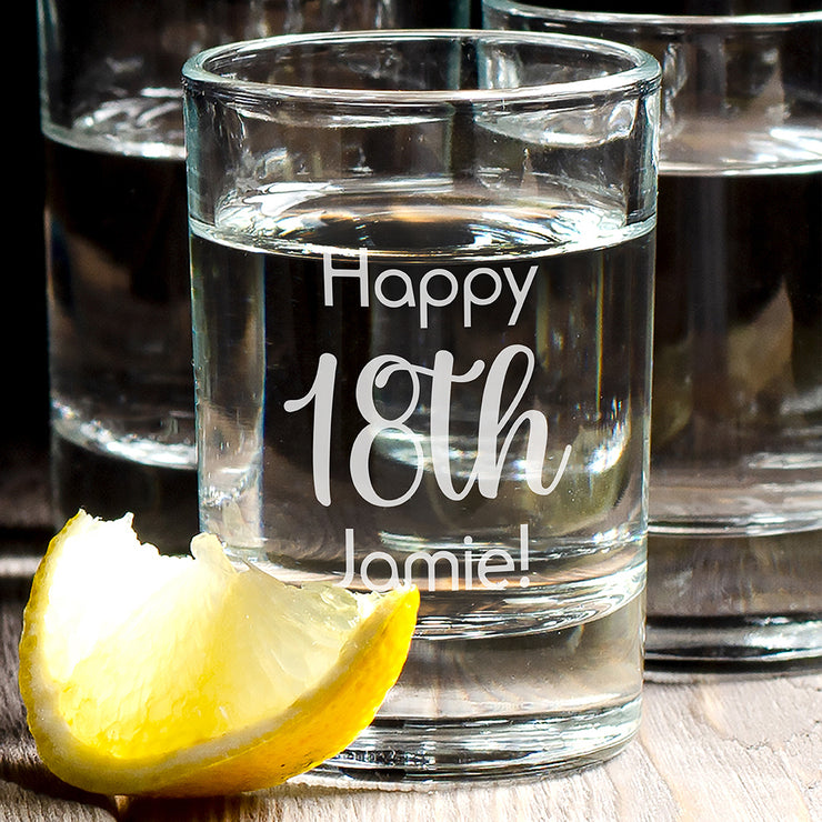 Personalised Happy Birthday Engraved 65ml Shot Glass | 18th Birthday-Love Lumi Ltd