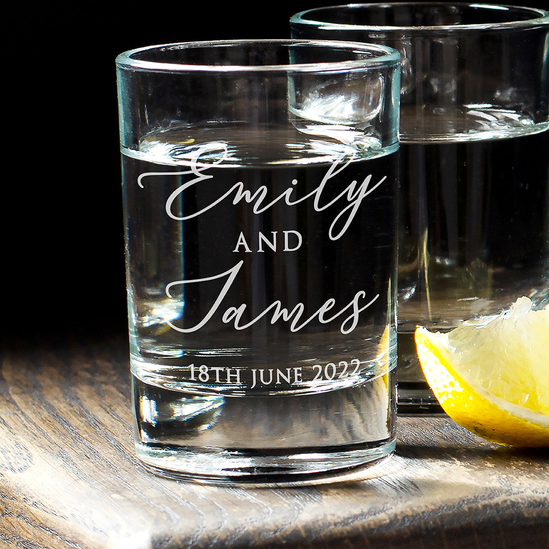 First or Married Names Wedding 65ml Shot Glasses