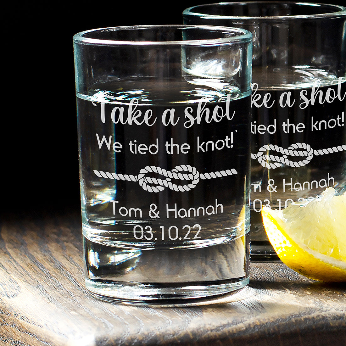 Take A Shot We Tied The Knot Wedding Keepsake Favour 65ml Shot Glasses-Love Lumi Ltd