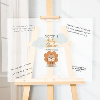 Personalised Little Lion Baby Shower Frosted Acrylic Signing Board-Love Lumi Ltd