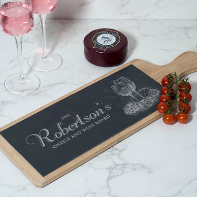 Cheese & Wine Slate and Bamboo Serving Platter Board-Love Lumi Ltd