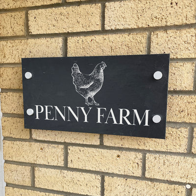 Chicken Slate House Number or Name Wall Mounted Sign-Love Lumi Ltd