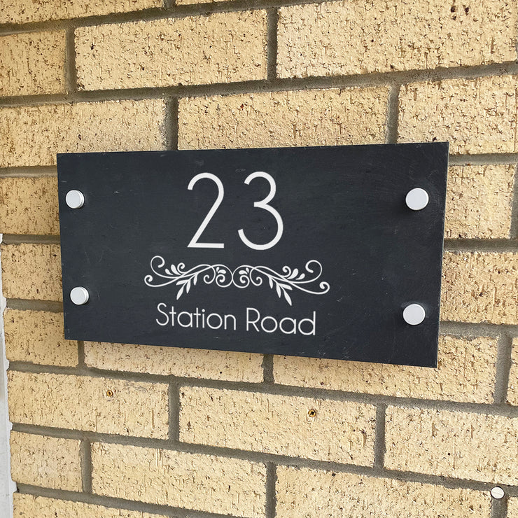 Personalised Scroll Slate House Number or Name Wall Mounted Sign-Love Lumi Ltd