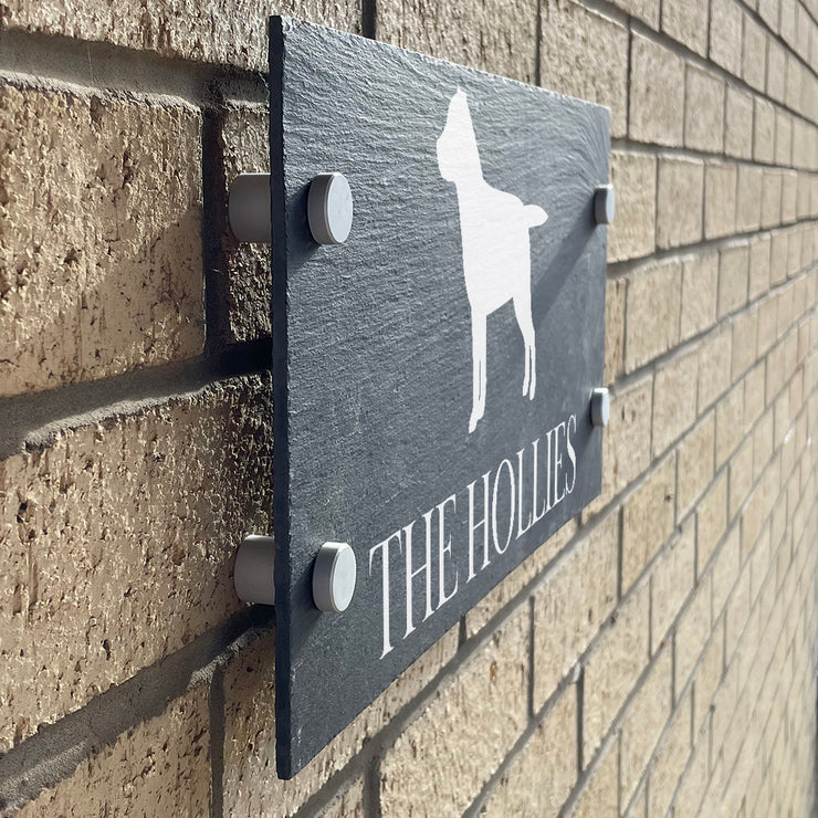 Personalised Dog Breed Silhouette Slate House Number or Name Wall Mounted Sign-Love Lumi Ltd