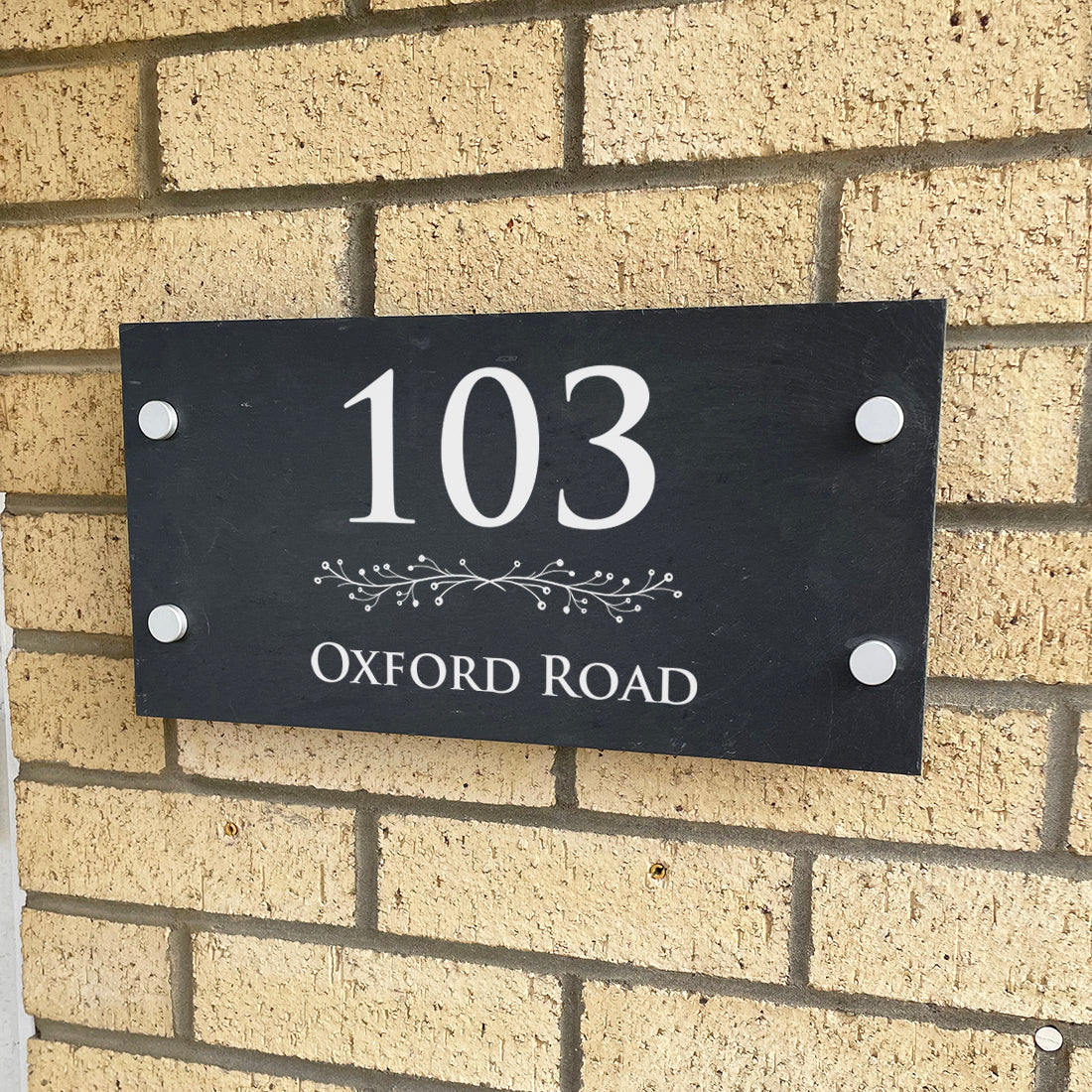 Floral Divide Slate House Number or Name Wall Mounted Sign-Love Lumi Ltd