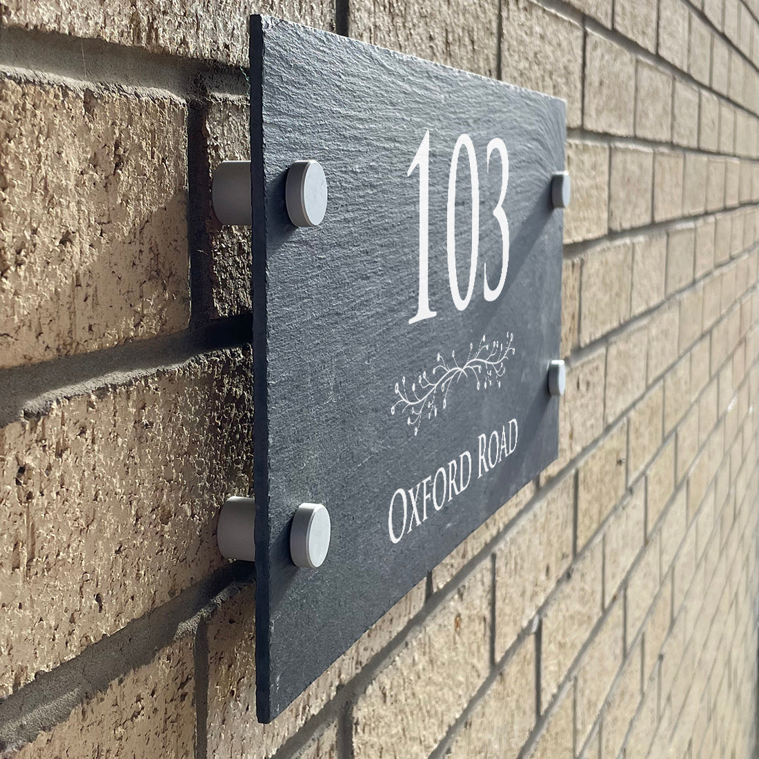 Floral Divide Slate House Number or Name Wall Mounted Sign-Love Lumi Ltd
