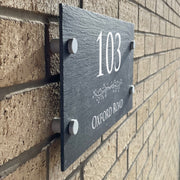 Personalised Floral Divide Slate House Number or Name Wall Mounted Sign-Love Lumi Ltd
