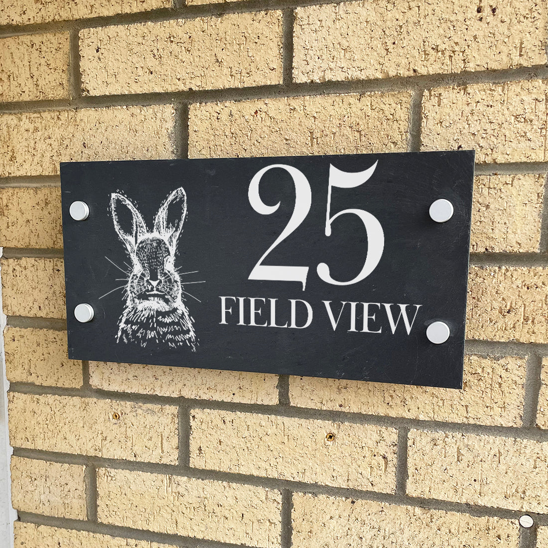 Country Hare Slate House Number or Name Wall Mounted Sign-Love Lumi Ltd
