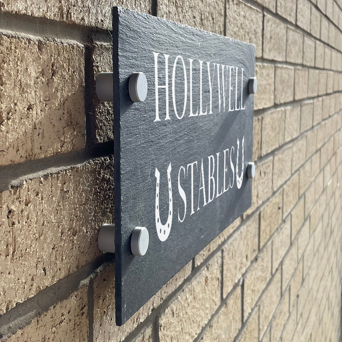 Horseshoe Stables Slate House Number or Name Wall Mounted Sign-Love Lumi Ltd