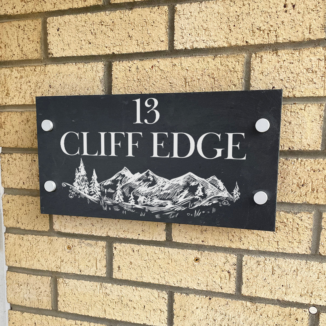 Personalised Mountain Range Slate House Number or Name Wall Mounted Sign-Love Lumi Ltd