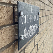 Personalised Mountain Range Slate House Number or Name Wall Mounted Sign-Love Lumi Ltd