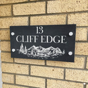 Personalised Mountain Range Slate House Number or Name Wall Mounted Sign-Love Lumi Ltd