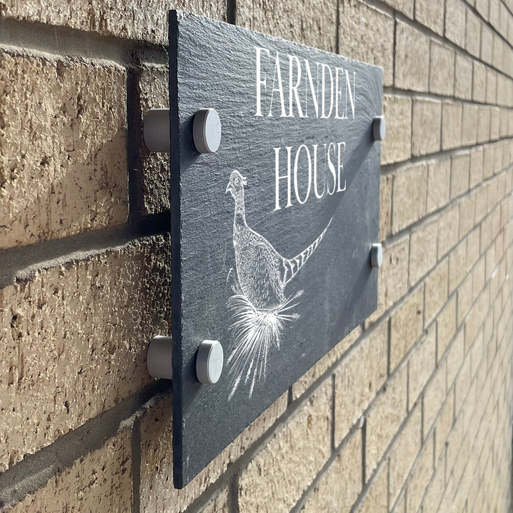 Personalised Pheasant Slate House Number or Name Wall Mounted Sign-Love Lumi Ltd