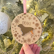 Snowflake Wreath Pet Dog Breed Wood and Acrylic Christmas Tree Decoration-Love Lumi Ltd