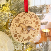 Snowflake Wreath Pet Horse Wood and Acrylic Christmas Tree Decoration-Love Lumi Ltd