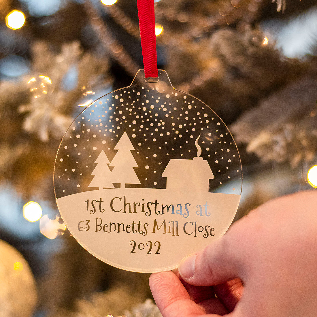 1st Christmas New Home Snowy Scene Christmas Tree Decoration Bauble-Love Lumi Ltd