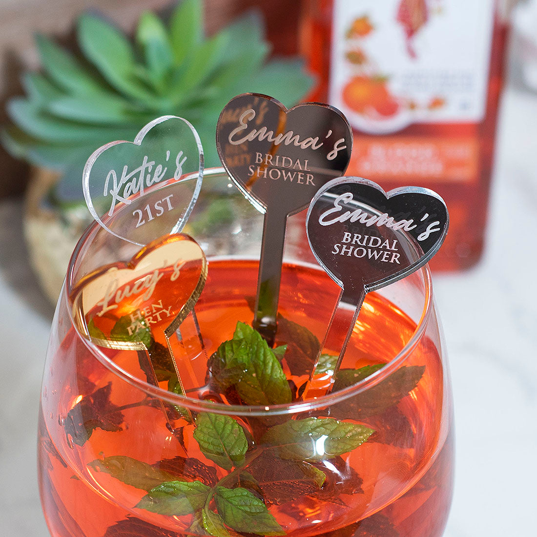 Any Occasion Heart Acrylic Party Favour Drink Stirrers-Love Lumi Ltd