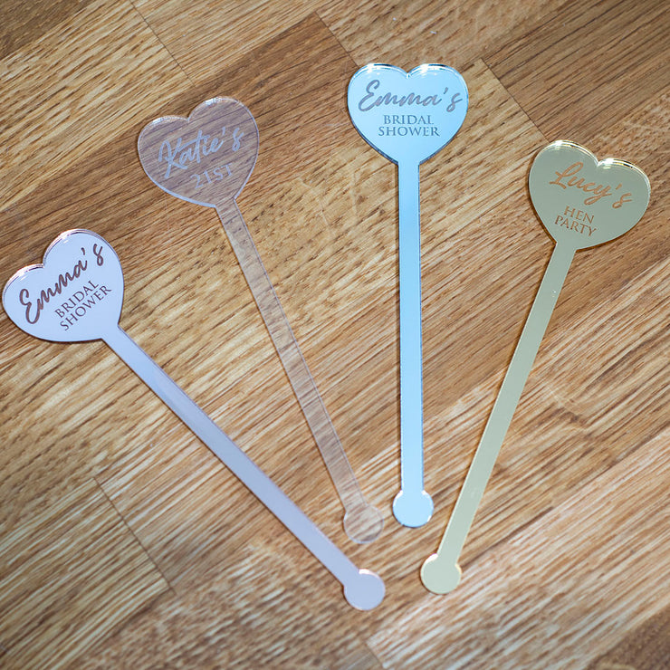 Any Occasion Heart Acrylic Party Favour Drink Stirrers-Love Lumi Ltd
