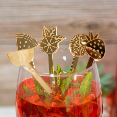 Set of 5 Cocktail Fruit Themed Acrylic Glass Drink Stirrers-Love Lumi Ltd