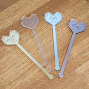 Personalised Geometric Heart Acrylic Party Event Favour Drink Stirrers-Love Lumi Ltd