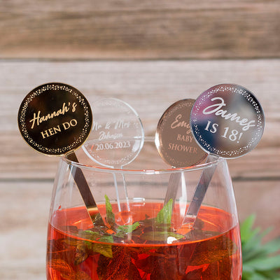 Sparkly Circle Any Occasion Acrylic Party Favour Drink Stirrers-Love Lumi Ltd