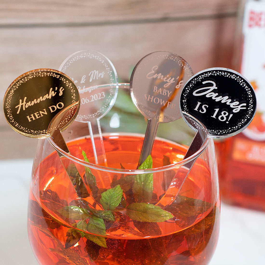 Sparkly Circle Any Occasion Acrylic Party Favour Drink Stirrers-Love Lumi Ltd