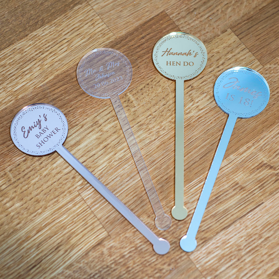 Sparkly Circle Any Occasion Acrylic Party Favour Drink Stirrers-Love Lumi Ltd