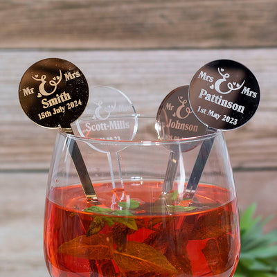 Personalised Mr & Mrs Wedding Favour Acrylic Drink Stirrers-Love Lumi Ltd
