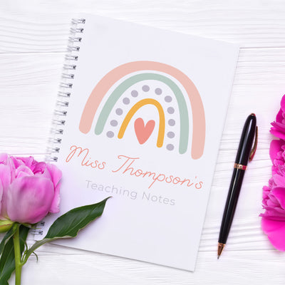 Personalised Teacher Pastel Rainbow Hardback Notebook-Love Lumi Ltd
