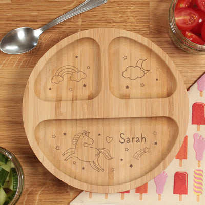 Bamboo Unicorn Children's Rubber Suction Non Slip Dining Plate-Love Lumi Ltd
