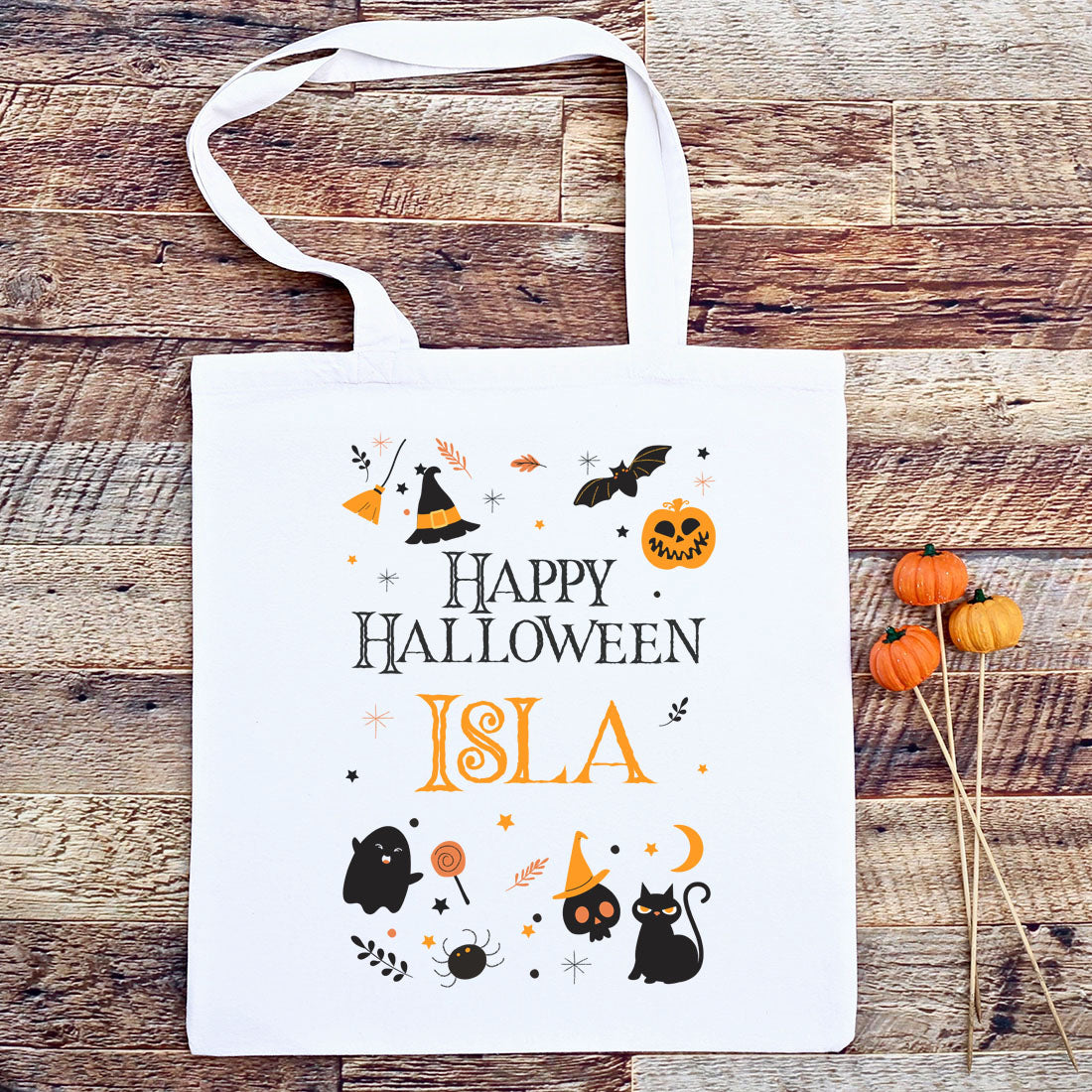 Halloween Bats and Witches Trick or Treat Tote Bag-Love Lumi Ltd