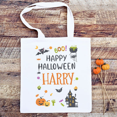 Personalised Happy Halloween Colourful Elements Trick or Treat Tote Bag-Love Lumi Ltd