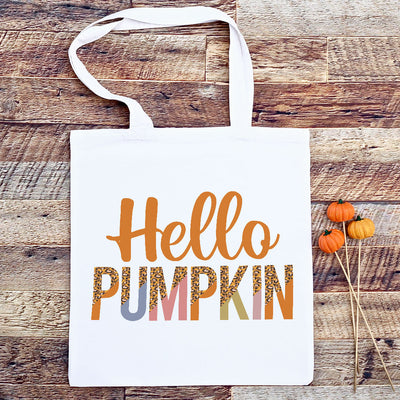 Hello Pumpkin Autumn Halloween Shoulder Tote Shopping Bag-Love Lumi Ltd