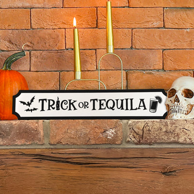 Trick or Tequila Halloween Street Sign Decoration-Love Lumi Ltd